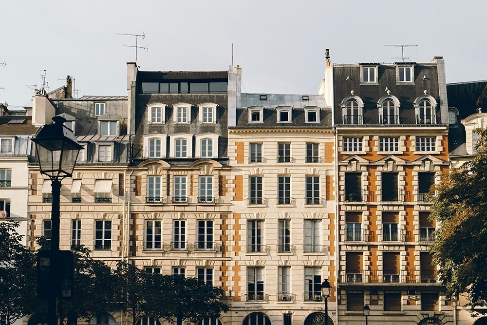 Paris facades in the Haussmann style