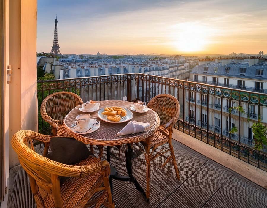 Views of Paris from a balcony